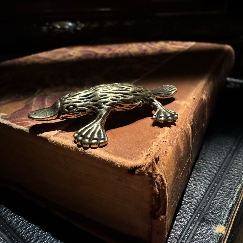 Solid Brass Platypus Vintage-style Sculpture Desk Decor - Picture 9 of 11